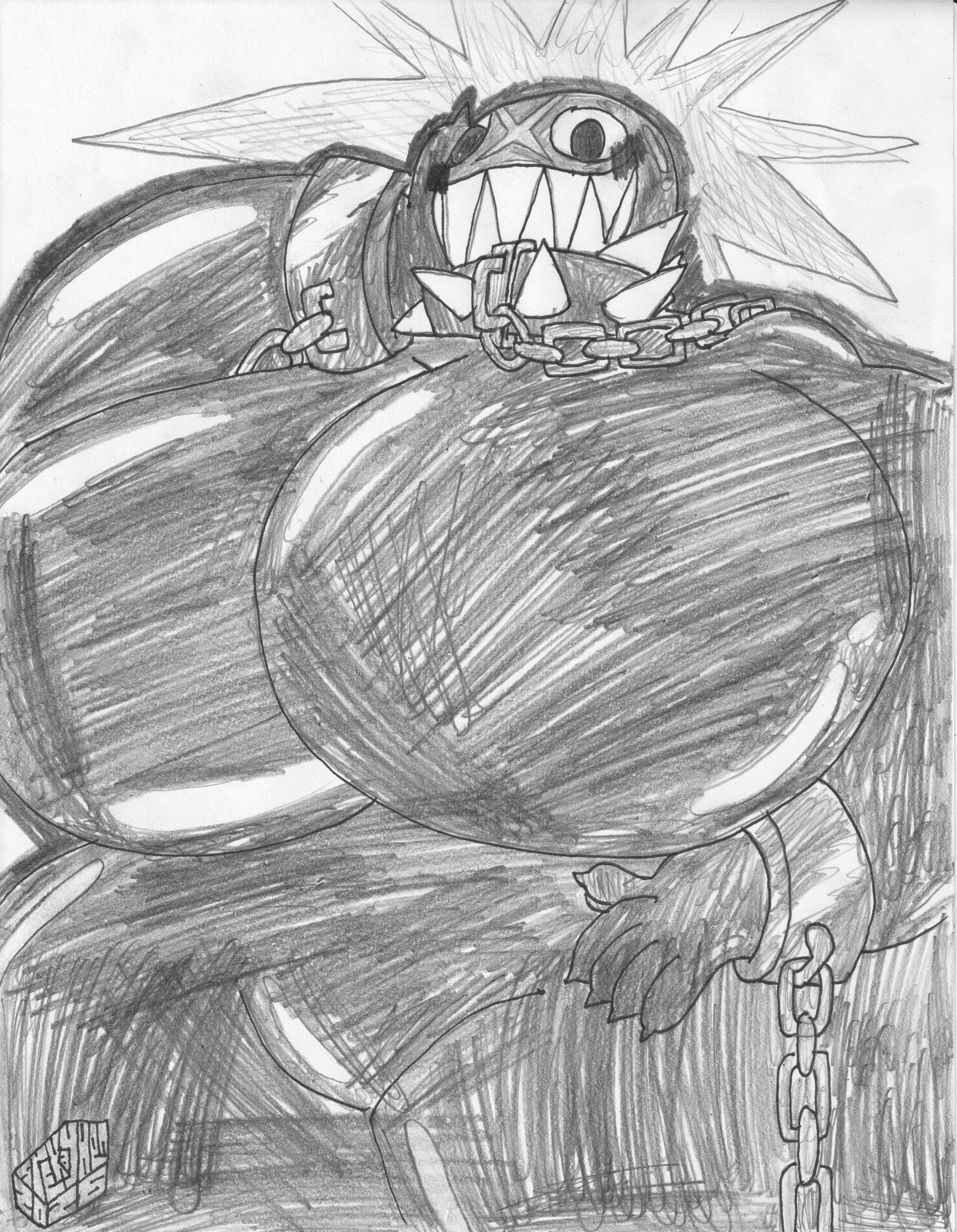 Chain Chomping At The Bit - By @pencil_artist_studio on Itaku