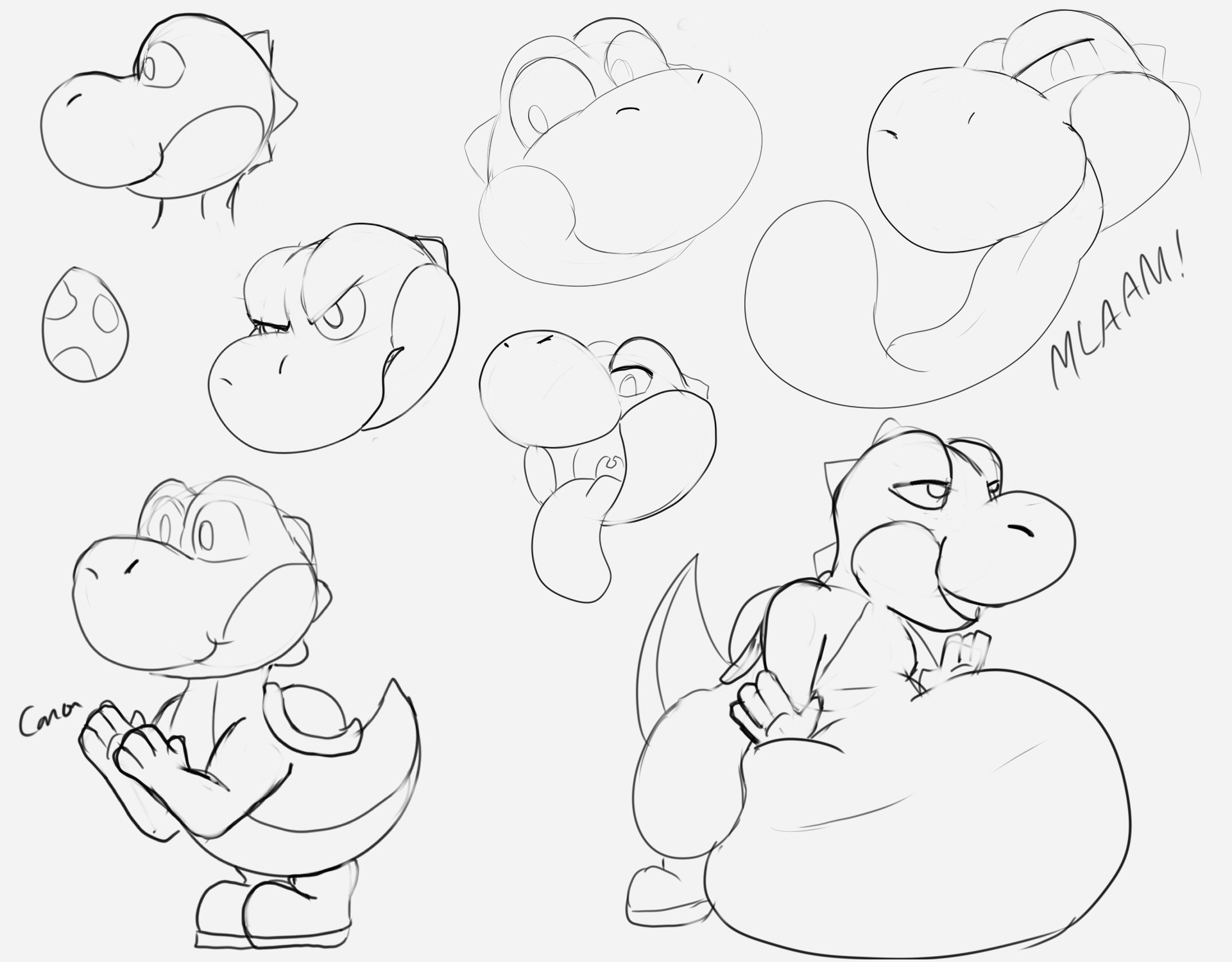 Yoshi Sketch Practice - By @tastytales on Itaku
