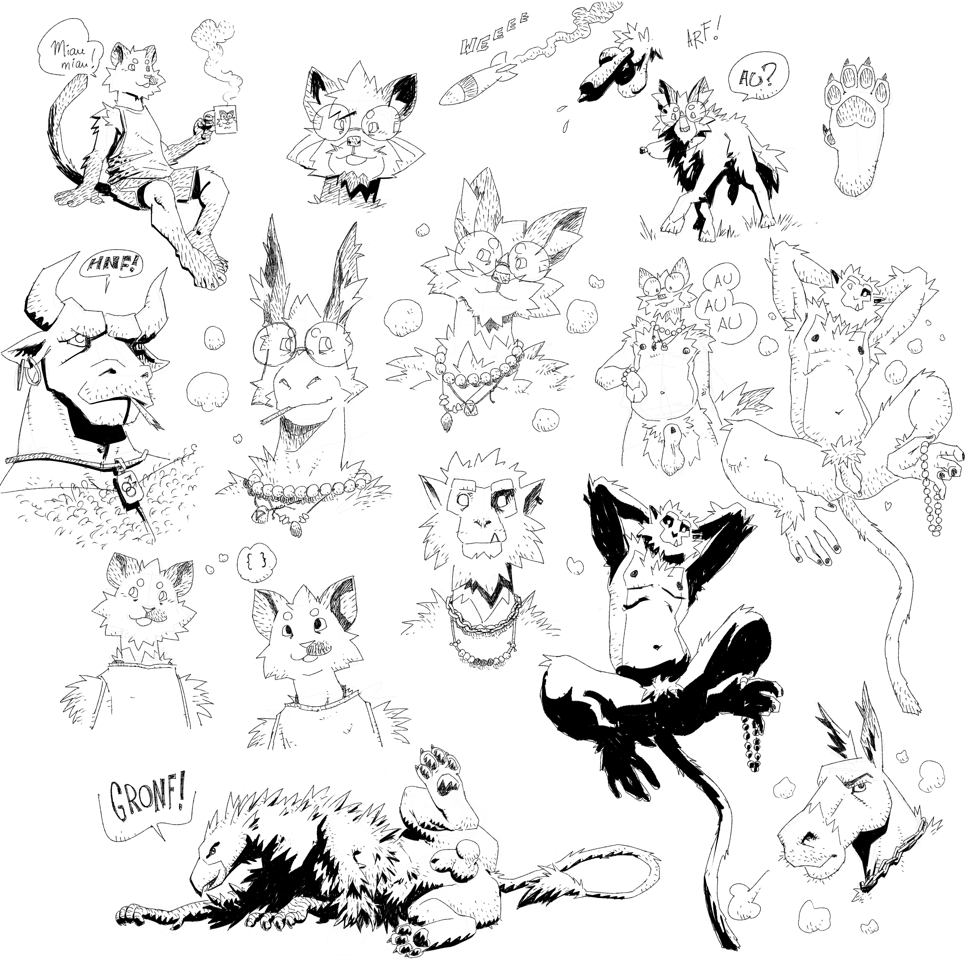 Assorted Drawings desenhos - By @tuskito on Itaku