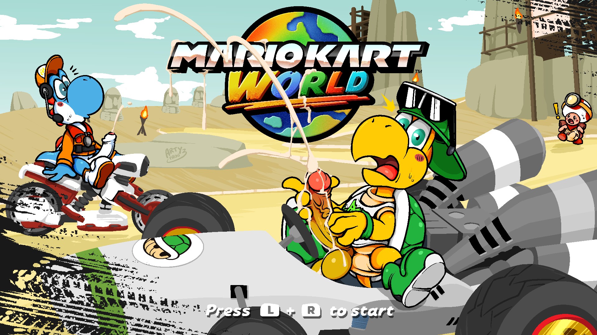 Mario Kart World on a fresh start - By @artythefrog on Itaku