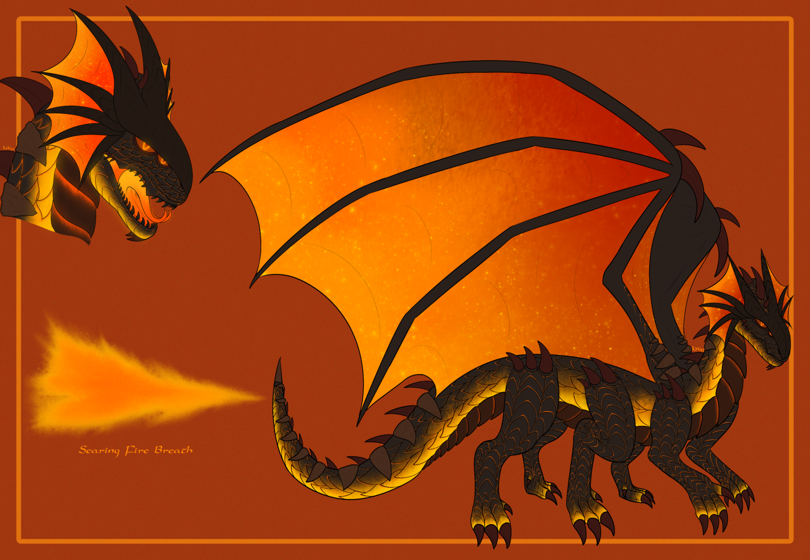 Magma Basilisk Dragon - By @ryklys on Itaku