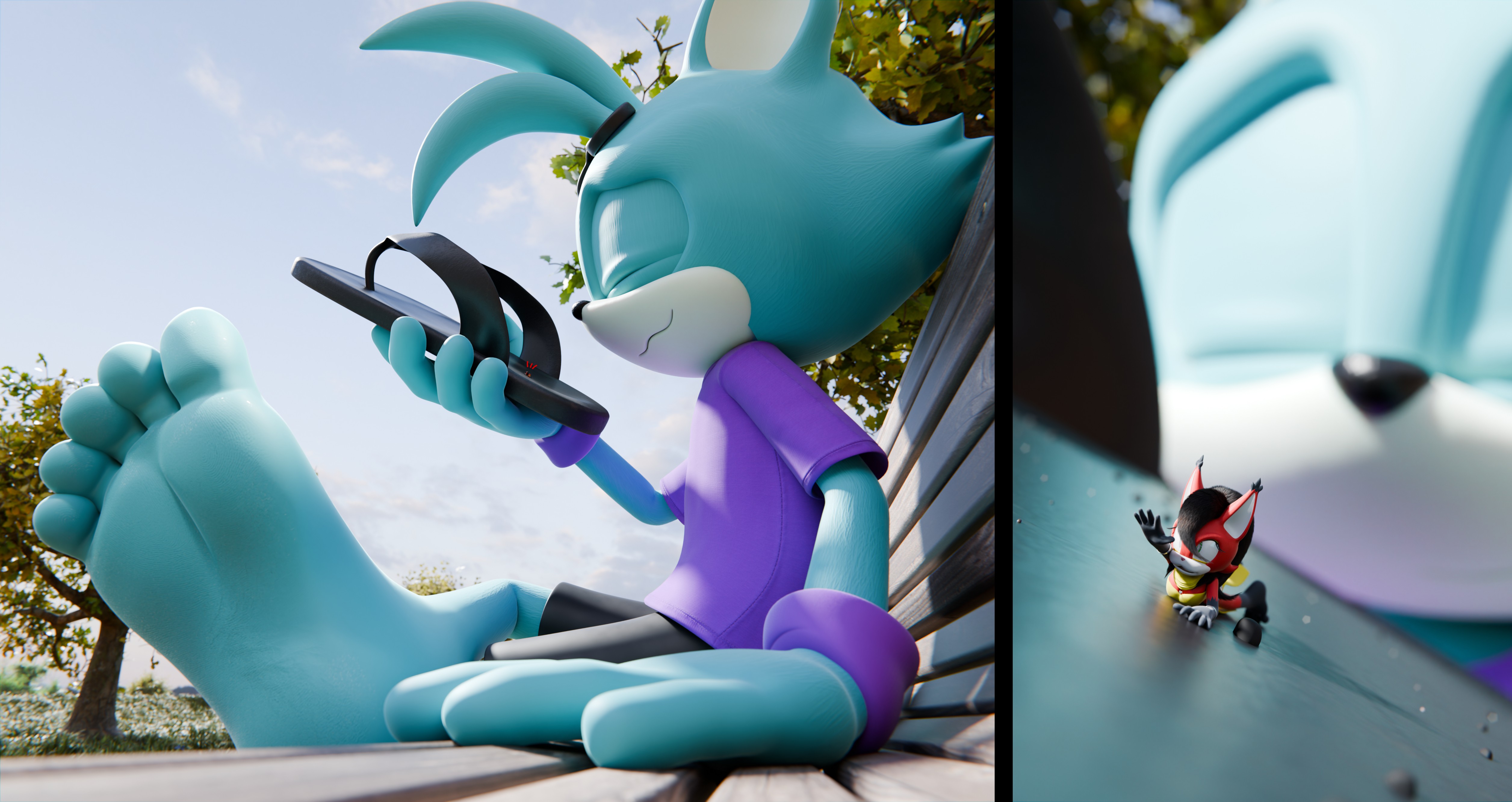 [3D] Self-Indulgence with a guest - By @feetymcfoot on Itaku